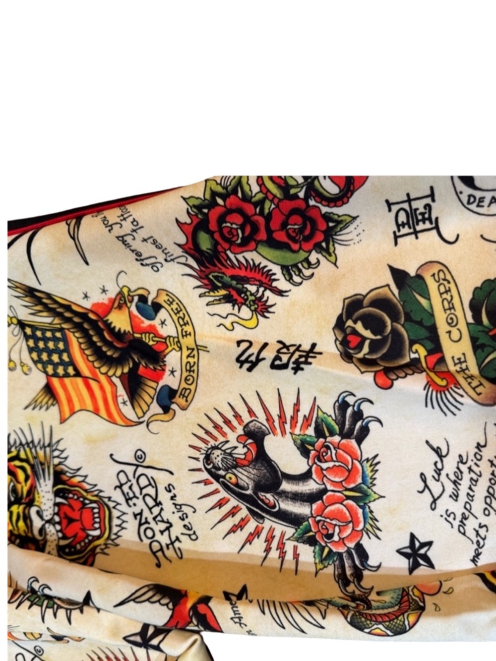 Ed Hardy Black and Cream Tattoo Inspired Graphic Track Pants Size Small NWT - Picture 9 of 11